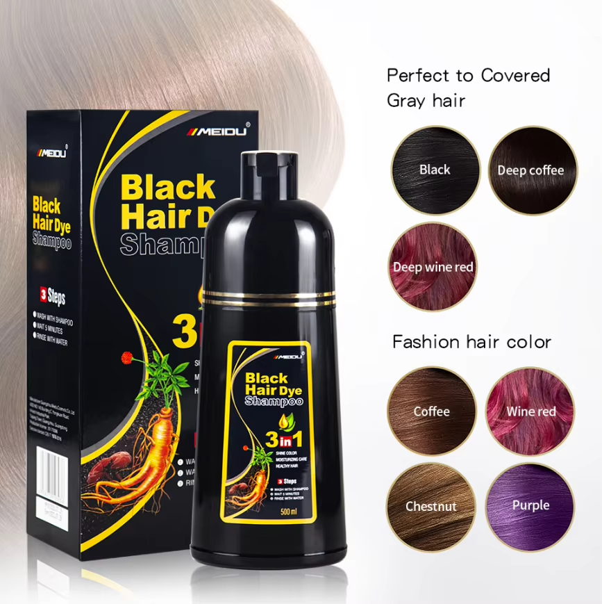 Original Meidu Shampoing 3-en-1 : Cheveux noirs en seulement 15 minutes